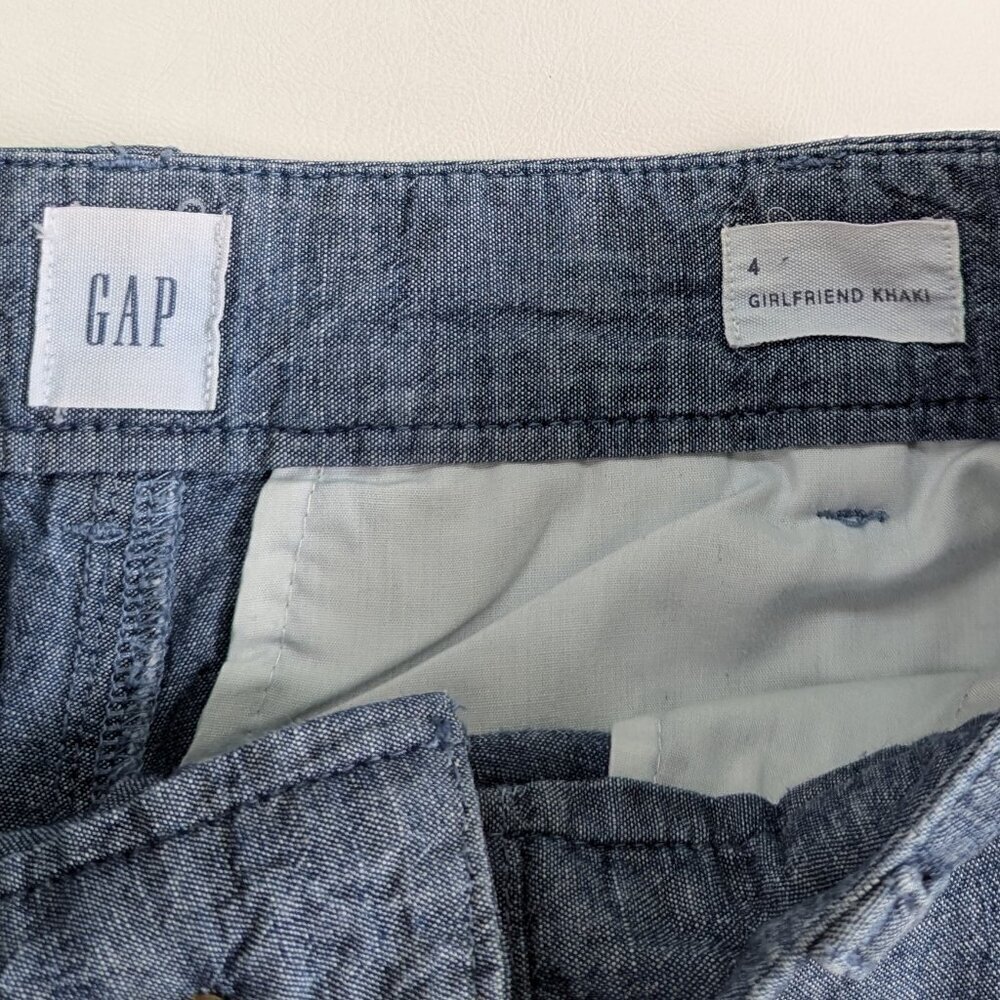 Gap Girlfriend Khaki's High Rise Size 4 Chambray Blue - Picture 3 of 9